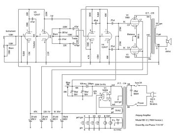 Ampeg SB12 ;7868 version schematic circuit diagram